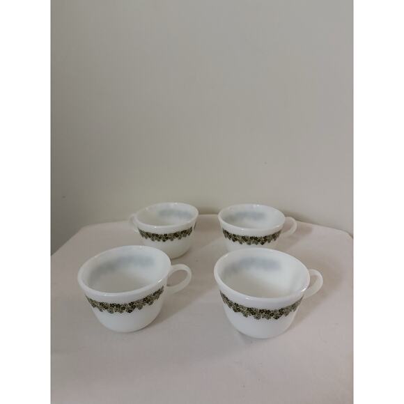 4 Vintage Pyrex Corelle Spring Blossom Green Crazy Daisy Coffee Tea Cup Mugs - Picture 3 of 9